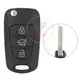 Hyundai flip key remote shell 3buttons with sedan trunk right laser blade aftermarket 34865 1