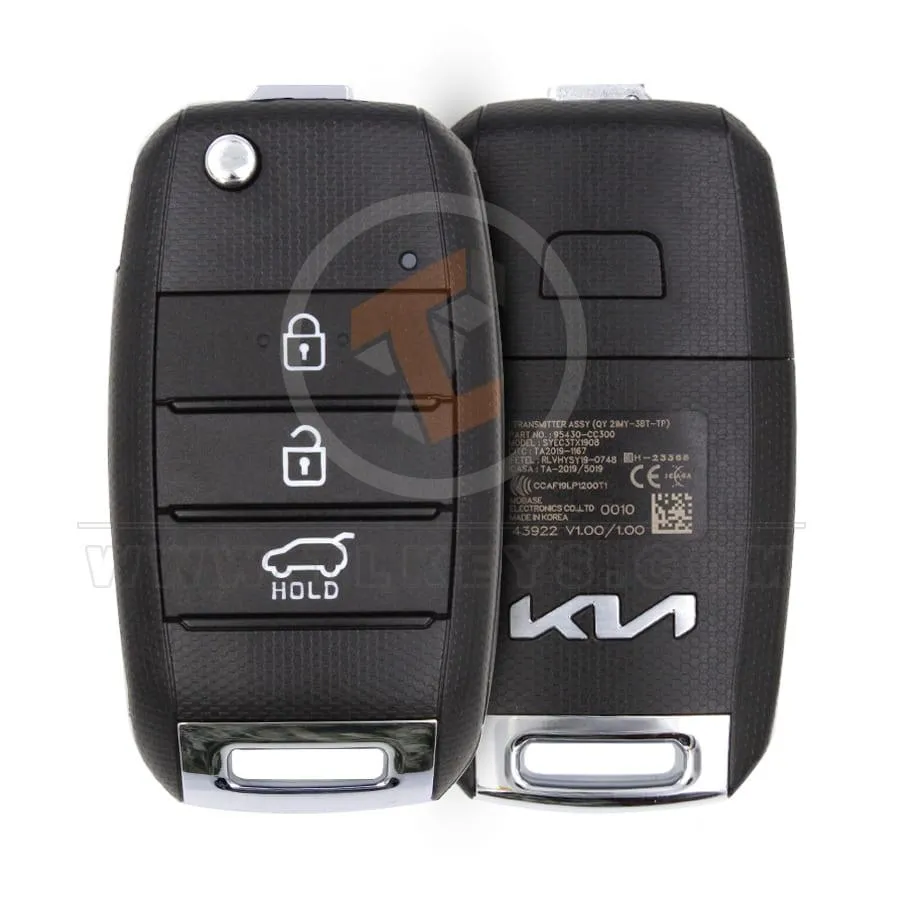 Genuine Kia Sonet Flip Key Remote P/N: 95430 CC300 433MHz 3 Buttons Remote Type Flip Key Remote