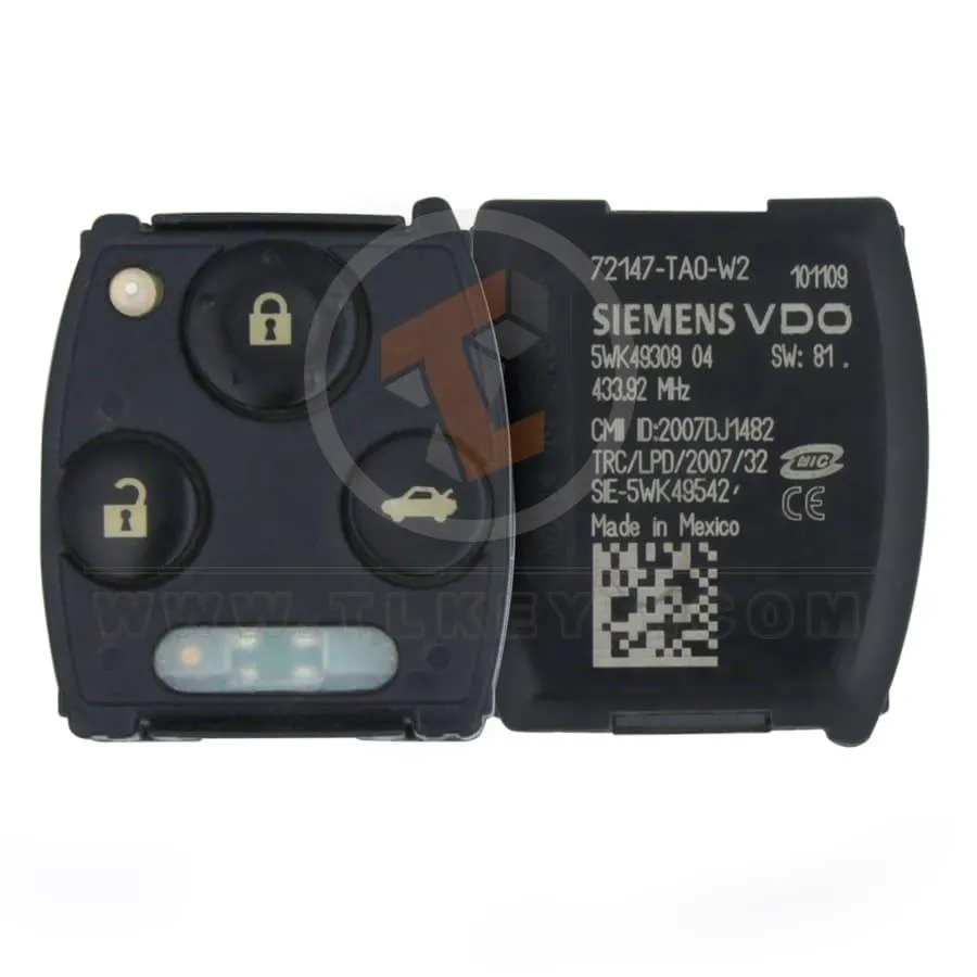 Genuine Honda Accord Module 2008 2011 P/N: 72147 TA0 W2 433MHz Frequency 433MHz Genuine Honda Accord Module 2008 2011 P/N: 72147 TA0 W2 433MHz Frequency 433MHz