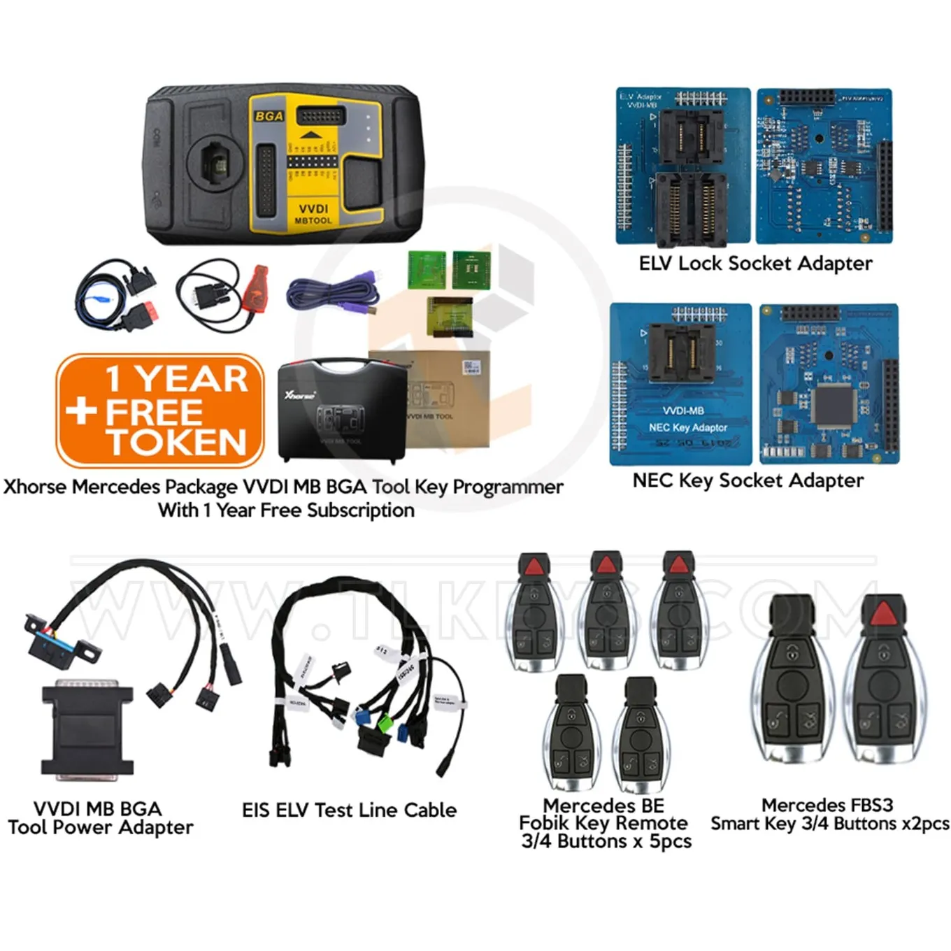 Xhorse Mercedes paquet VVDI MB BGA outil programmeur clé avec 1 an outils de diagnostic de programmation clé