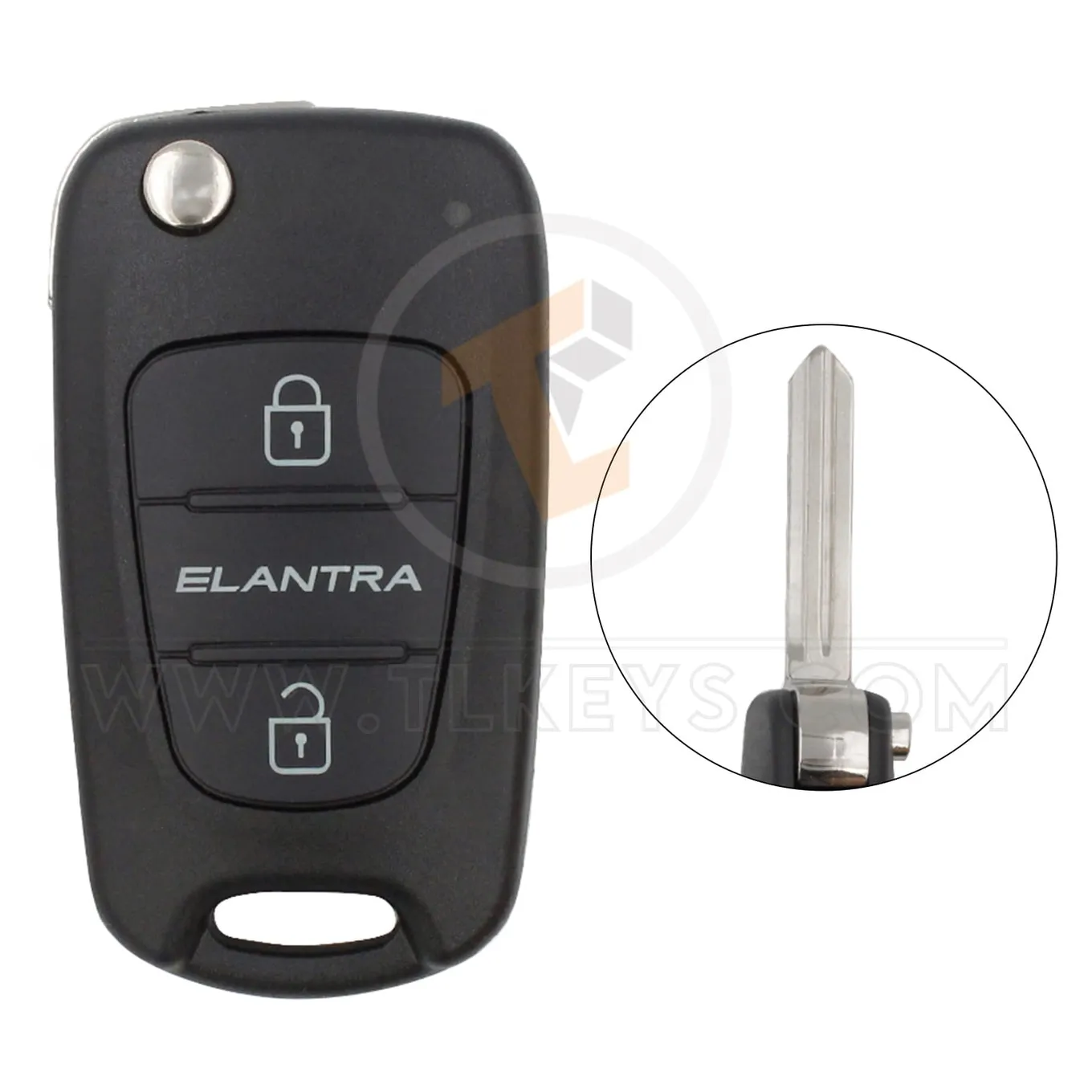 Hyundai elantra flip key remote shell 2buttons right groove blade hyn14r aftermarket 34863 1