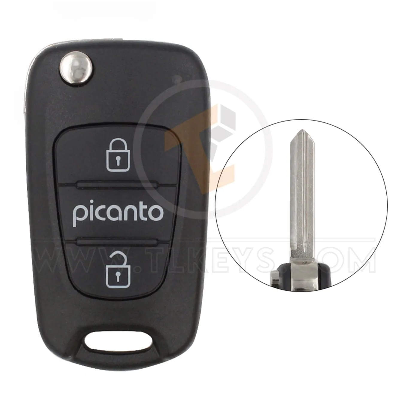 Kia picanto flip key remote shell 2 buttons with right groove normal blade aftermarket 34859 1