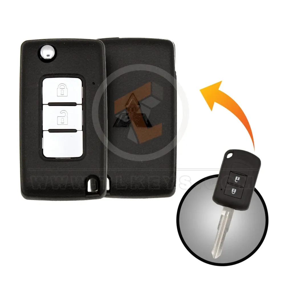Modified mitsubishi 2015 2021 flip remote shell 2 button