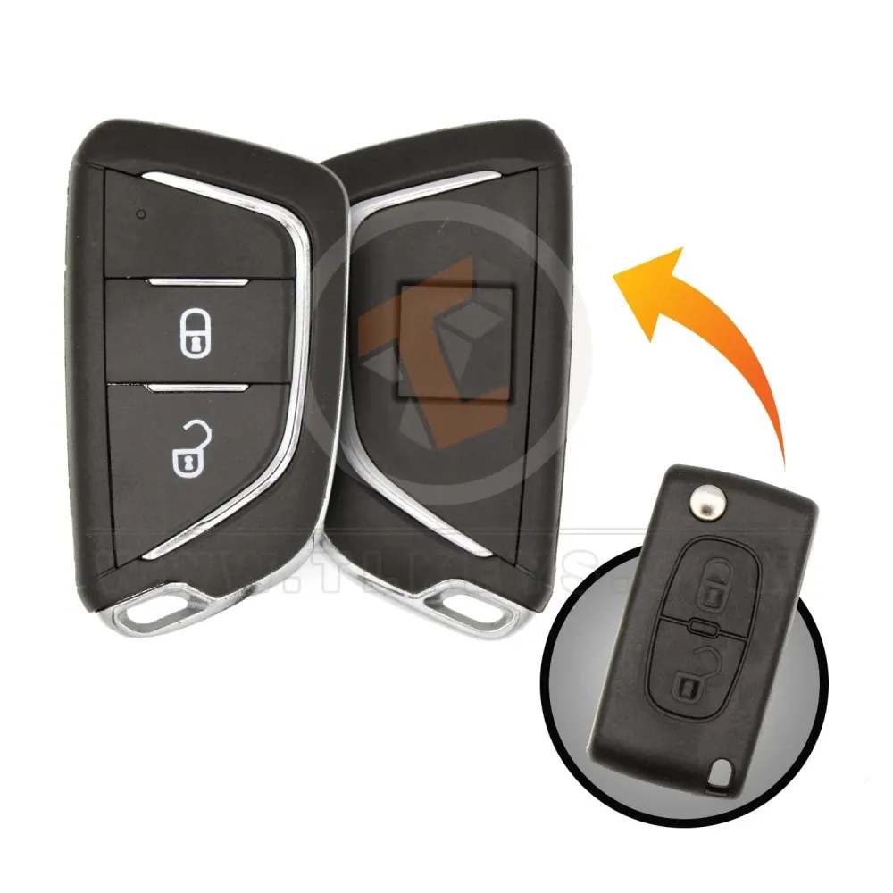 Modified peugeot 2 button flip key upgrade shell black Modified peugeot 2 button flip key upgrade shell black