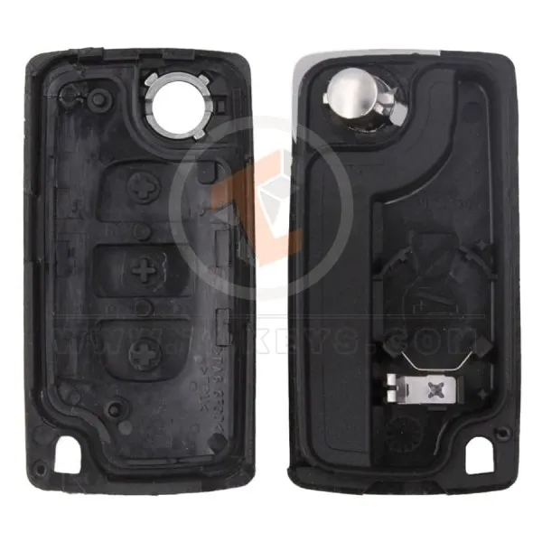 Peugeot Flip Key Remote Shell 3 Buttons Battery Holder Aftermarket Buttons 3