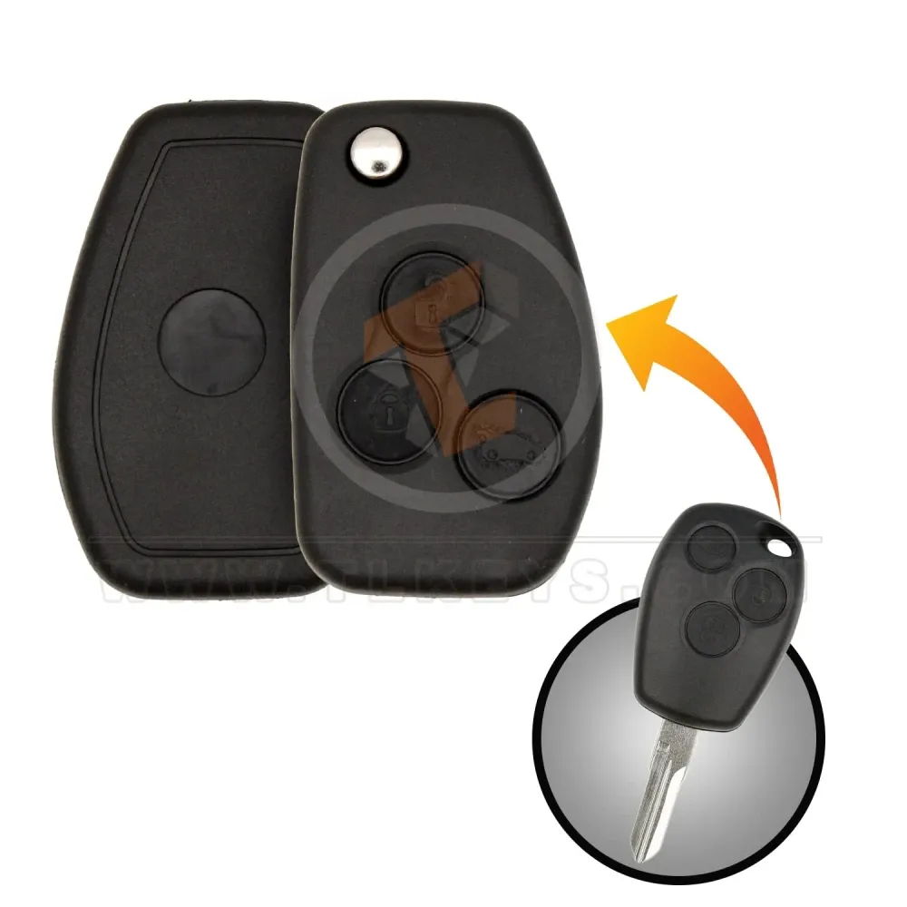 Modified renault flip key shell upgrade 3 button aftermarket