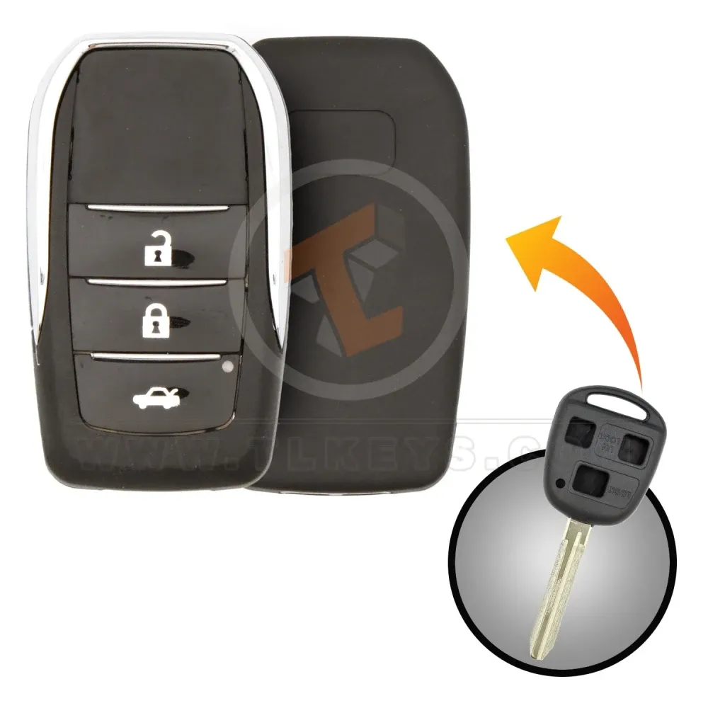 Modified toyota 2003 2009 flip key remote shell 3 buttons main