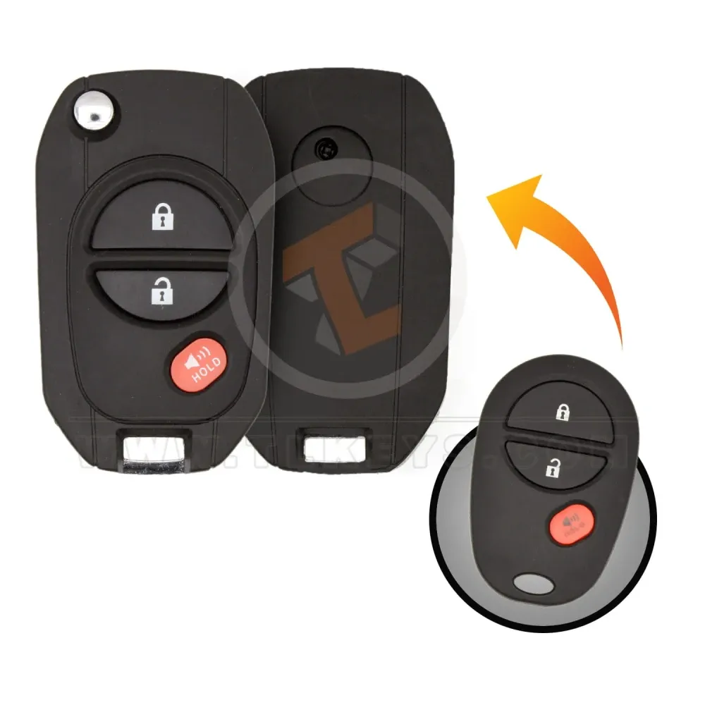 Toyota sienna 2004 2011 modified flip remote key shell 3b