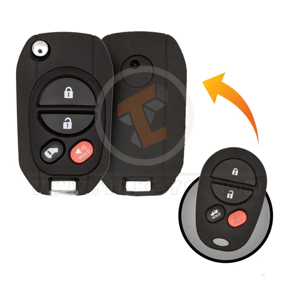 Toyota sienna 2004 2011 modified flip remote key shell 4b