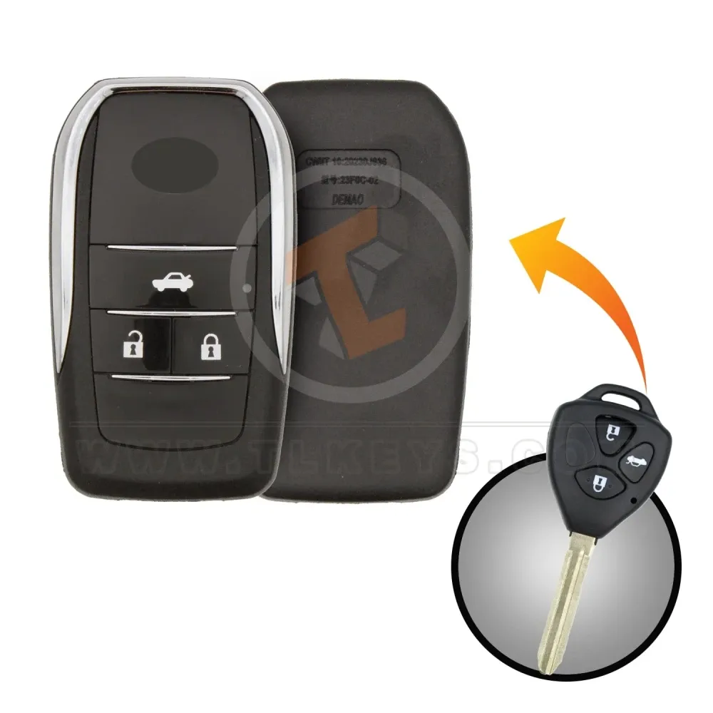 Modified flip remote key shell 3 button for toyota trunk