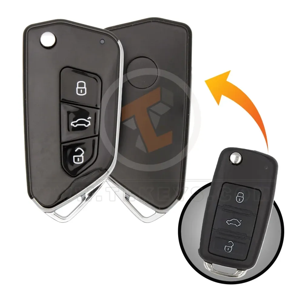 Volkswagen modified flip remote key shell 3 buttons