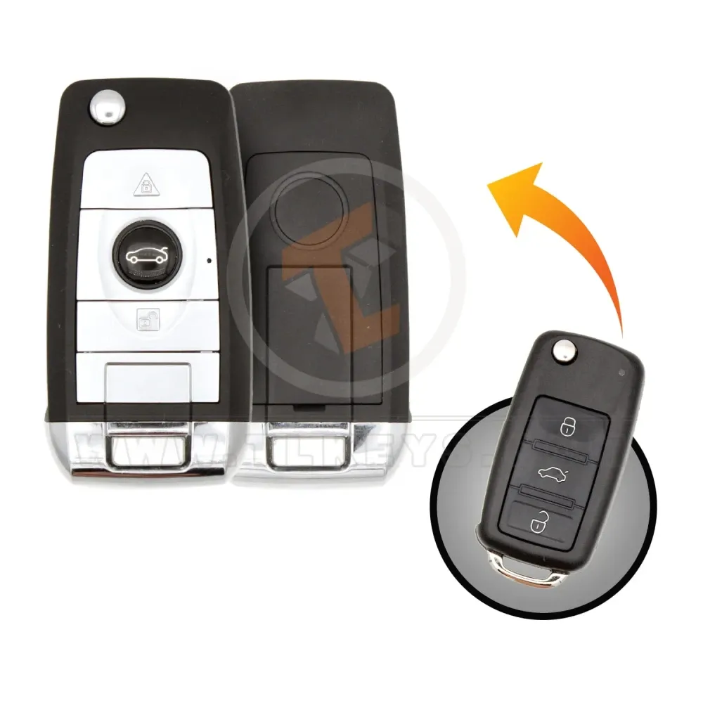 Modified volkswagen flip remote key shell 3 buttons