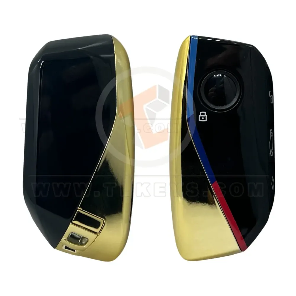 Bmw cas4 fem modified smart proximity key remote shell 4 buttons gold shinny main