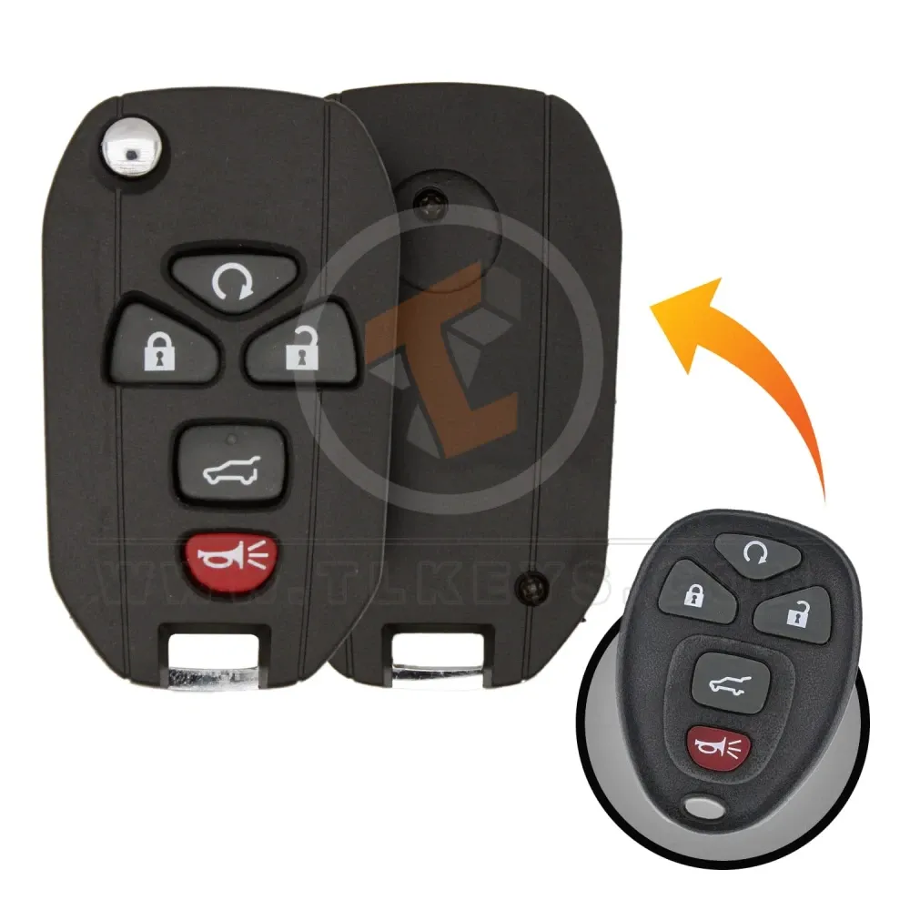 Modified flip remote key shell 5 buttons for gmc suv first