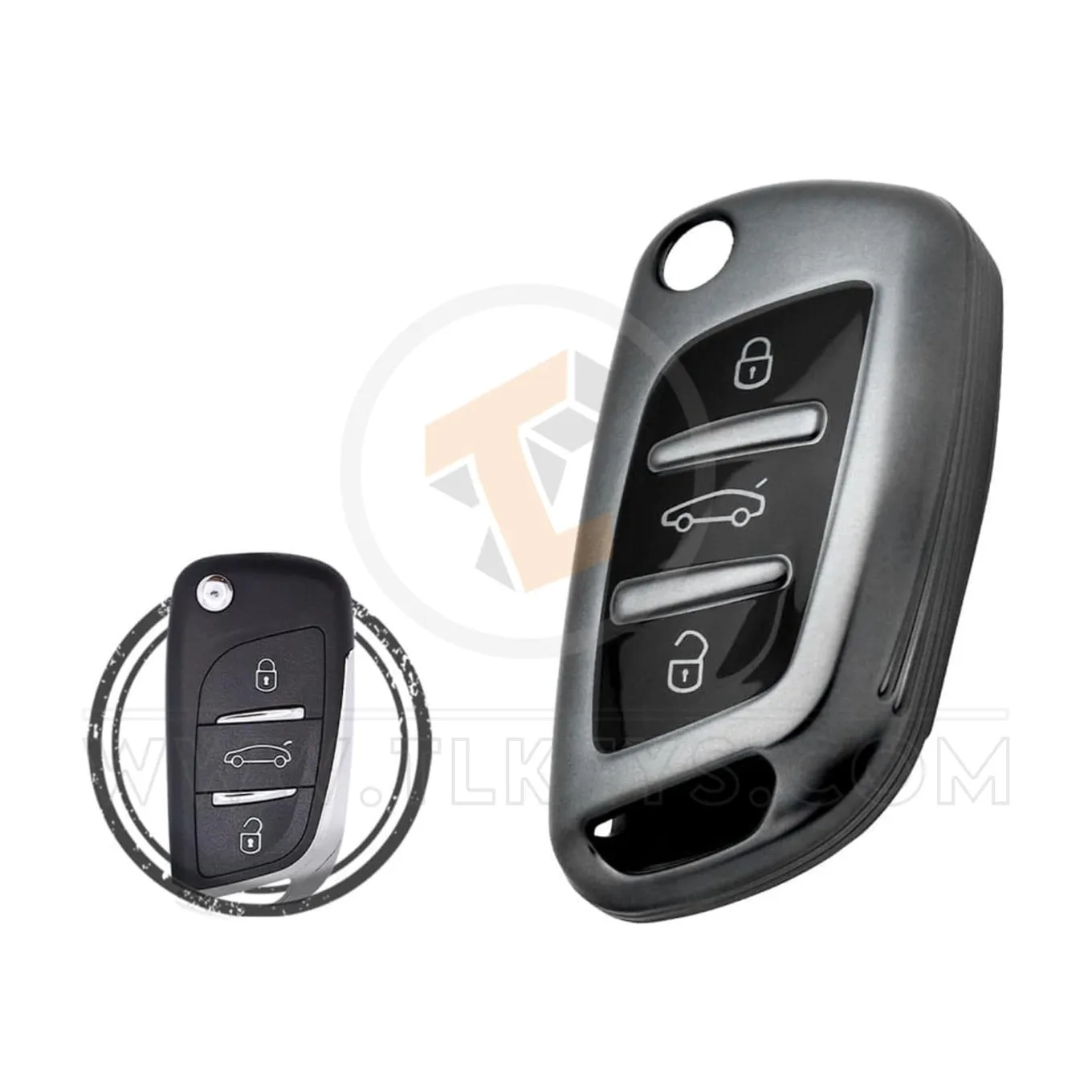 TPU Key Cover Case For Peugeot Flip Key Remote 3 B Buttons 3