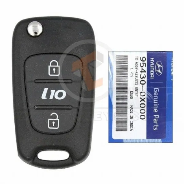 Genuine Flip Key Remote Hyundai i10 P/N: 95430 0X000 433MHz 2 Buttons Battery Type CR2032