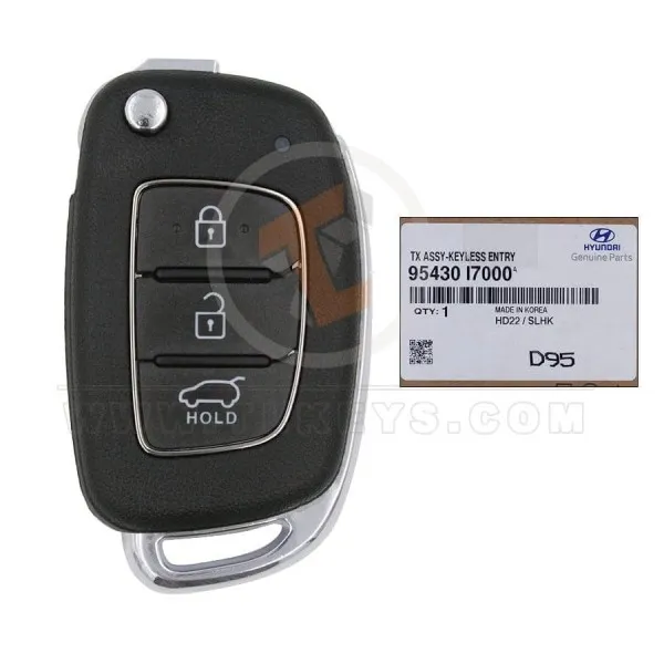 Mando Flip Key Genuino Hyundai Creta 2022 433MHz 3 Botones ID 8A Chip Transpondedor ID 8A