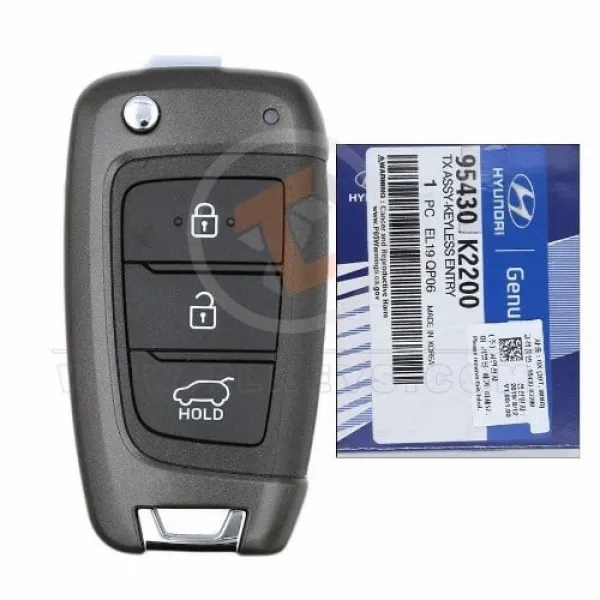Mando a distancia original Hyundai Venue Flip Key 2020 2021 P/N: 95430 K2200 Chip transpondedor ID 4A