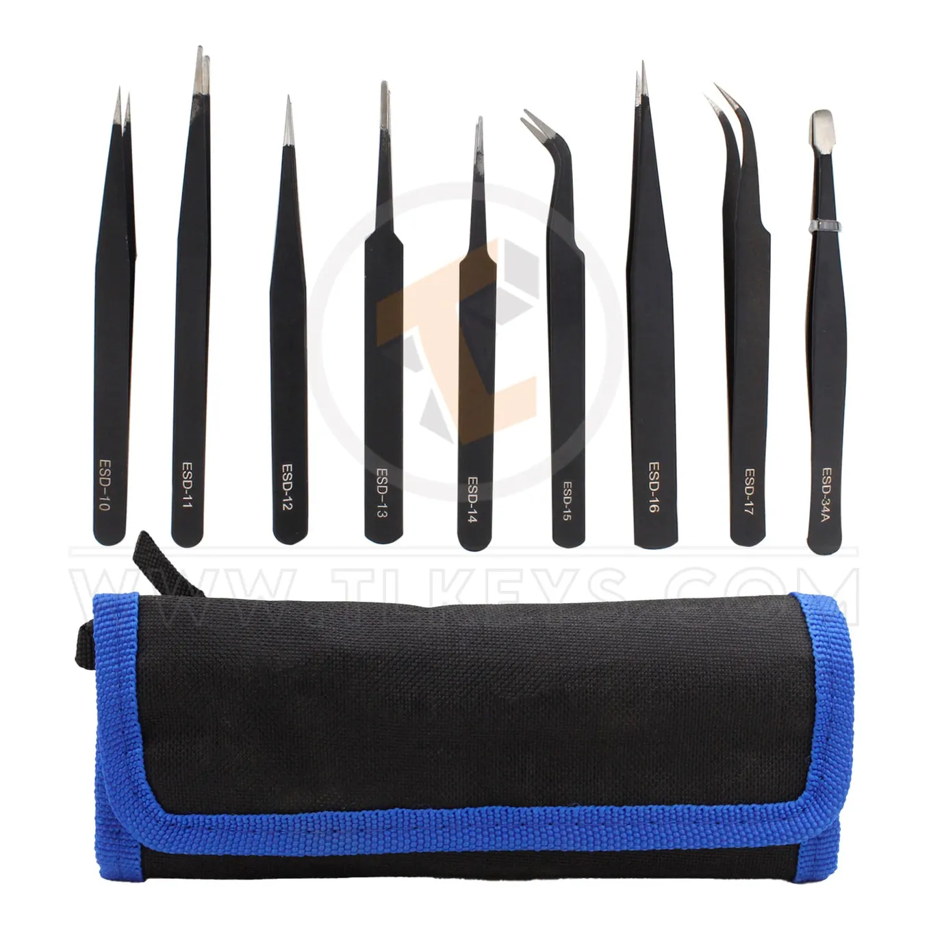 9pcs Steel Tweezer Set Anti static ESD Tweezers maintenance tools