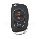 hyundai flip key remote shell 3buttons suv trunk with right groove normal blade aftermarket   34889 front