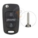 kia picanto flip key remote shell 2 buttons with right groove normal blade aftermarket 34859 1