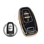 TPU Car Key Cover Case Compatible With Audi Smart Key Remote 3 Buttons BLACK GOLD Color gallery min