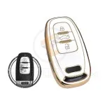TPU Car Key Cover Case Compatible With Audi Smart Key Remote 3 Buttons WHITE GOLD Color gallery min