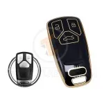 TPU Car Key Cover Case Compatible With Audi TT A4 A5 Q7 SQ7 Smart Key Remote 3 Buttons BLACK GOLD Color gallery min