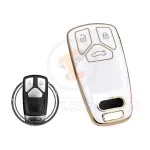TPU Car Key Cover Case Compatible With Audi TT A4 A5 Q7 SQ7 Smart Key Remote 3 Buttons WHITE GOLD Color gallery min
