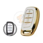 TPU Key Cover Case For Hyundai Creta Sonata Tucson Smart Key Remote 4 Button w Start WHITE GOLD Color main min