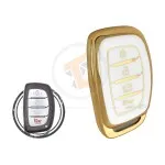 TPU Key Cover Case For Hyundai Elantra Sonata Smart Key Remote 4 Button WHITE GOLD Color gallery min