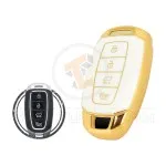 TPU Key Cover Case For Hyundai Santa Fe Elantra GT Kona Smart Key Remote 4 Button WHITE GOLD Color gallery min