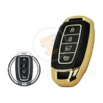 TPU Key Cover Case Protector For Hyundai Santa Fe Elantra GT Kona Smart Key Remote 4 Button BLACK GOLD Color gallery min