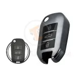 TPU Key Cover Case For Peugeot 301 508 Citroen C Elysee Flip Key Remote 3 Button BLACK Metal Color gallery