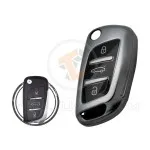 TPU Key Cover Case For Peugeot Flip Key Remote 3 Button BLACK Metal Color gallery min