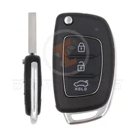 hyundai flip key remote shell 3buttons sedan trunk with left groove laser blade aftermarket main 34881 - thumbnail