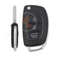 hyundai flip key remote shell 3buttons suv trunk with right groove normal blade aftermarket 34889 main - thumbnail
