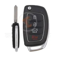 hyundai flip key remote shell 4buttons sedan trunk with left groove cutting blade aftermarket 34887 main - thumbnail