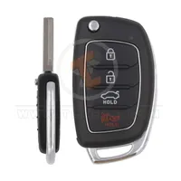 hyundai flip key remote shell 4buttons sedan trunk with left groove laser blade aftermarket 34885 main - thumbnail