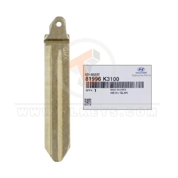 Genuine Hyundai I10 Insert Key Blade P/N: 81996-K3100 Status Genuine