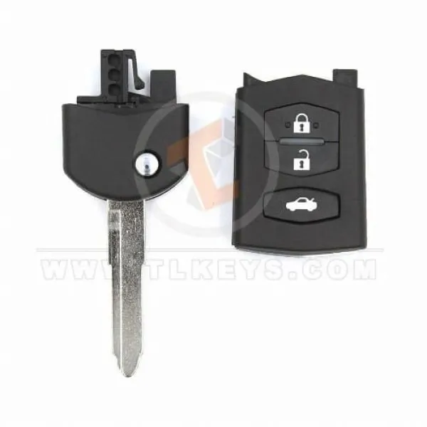 Mazda Flip Key Remote Shell 3 Buttons - Head And Body Emergency Key/blade Included