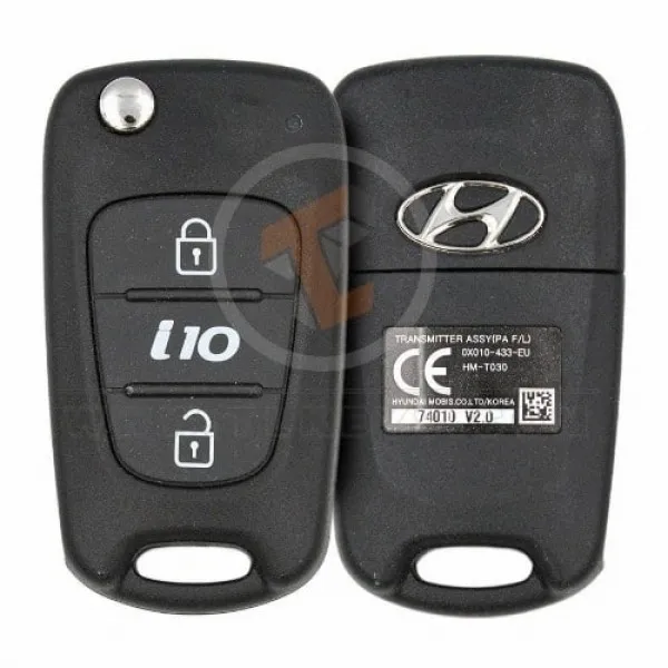 Genuine Flip Key Remote Hyundai i10 P/N: 95430-0X000 433MHz 2 Buttons  Buttons 2