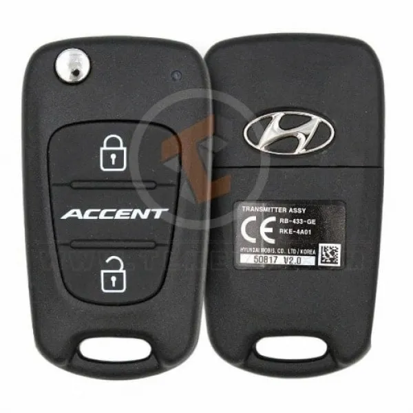 Genuine Hyundai Accent Flip Key Remote 2010 2013 P/N: 95430-1R100 Buttons 2