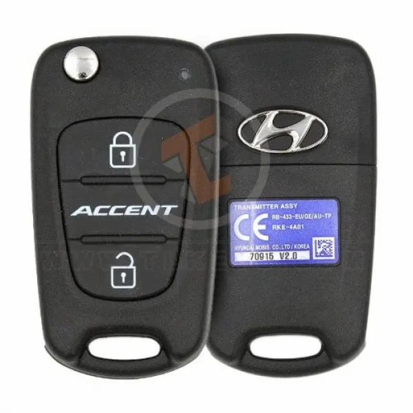 Genuine Hyundai Accent Flip Key Remote 2011 2014 P/N: 95430-1R110 Buttons 2