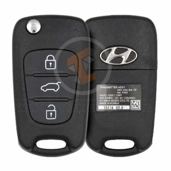 Genuine Hyundai I30 Flip Key Remote 2008 2012 P/N: 95430-2L630 433MHz Buttons 3