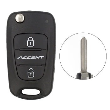 Hyundai Accent Flip Key Remote Shell 2 Buttons HYN14R Blade