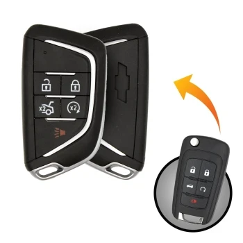 Coque de clé télécommande rabattable modifiée, 5 boutons, pour Chevrolet
