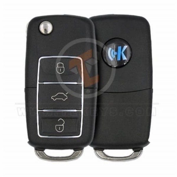 Keydiy Flip Uzaktan Anahtar 3 Buton Volkswagen Type -3 Lüks Siyah