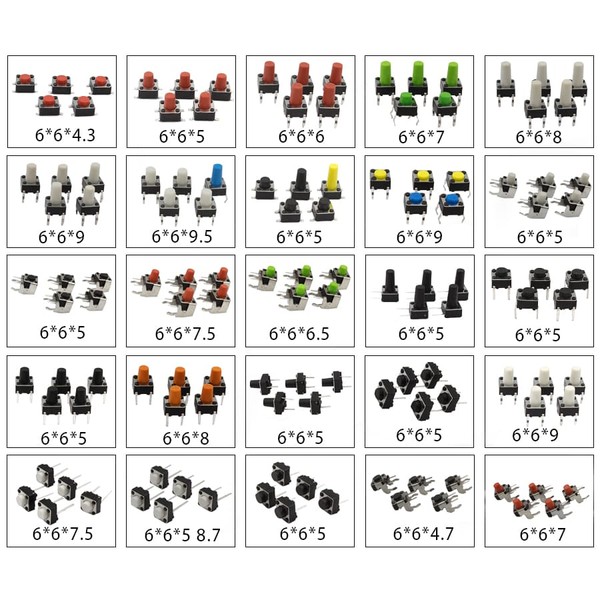 Original MicroSwitch Tactile Push Button With 25 Models (nos. 51-75)