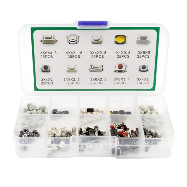 Microswitch Tactile Button for Remote (includes 250 Pieces, 10 Models)